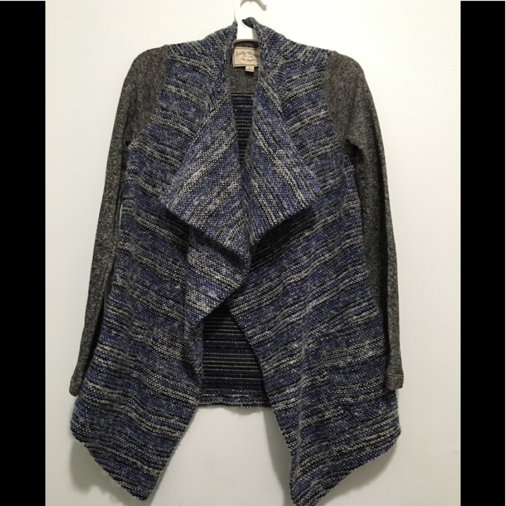 Lucky Brand Navy  Blue/ Grey Cotton Cardigan A1.